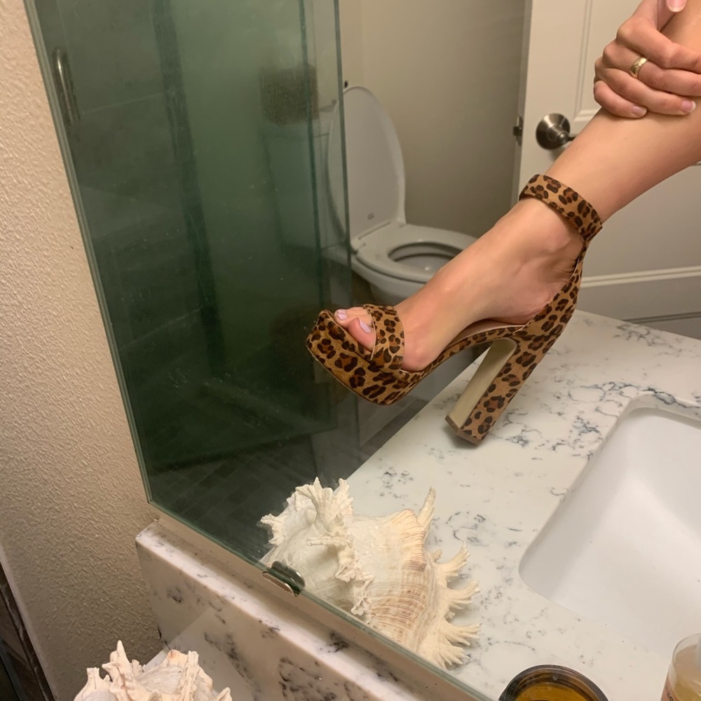 Cheetah print suede heels